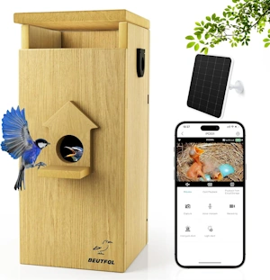 Smart Bird House with Camera, 2K HD Camera Birds House Camera with Solar Powered