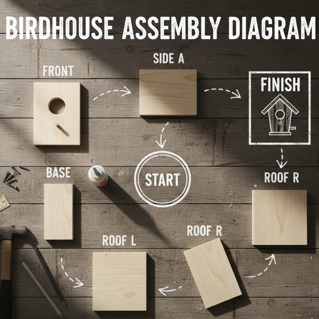 Birdhouse assembly diagram
