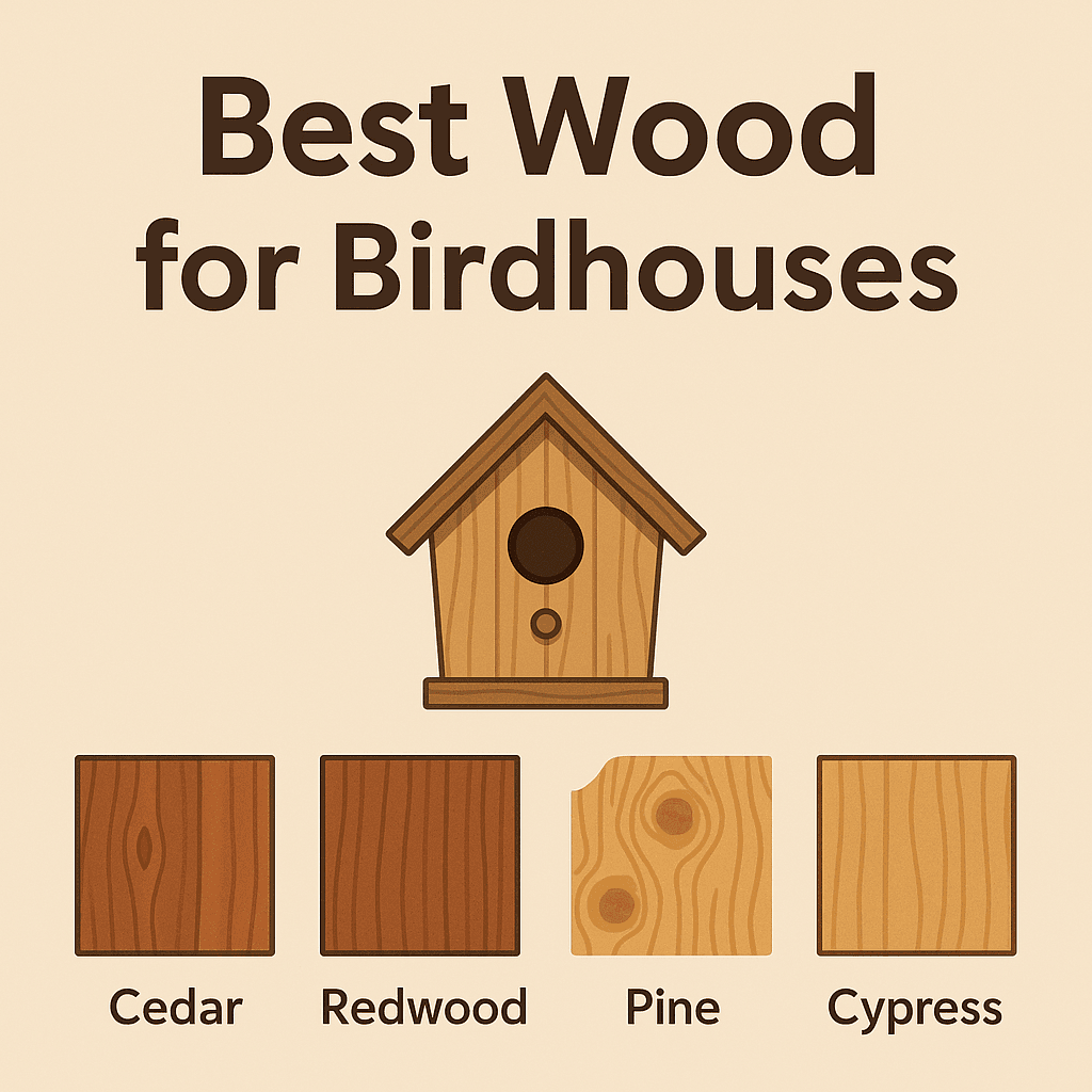 A beautiful wooden birdhouse in a lush garden setting