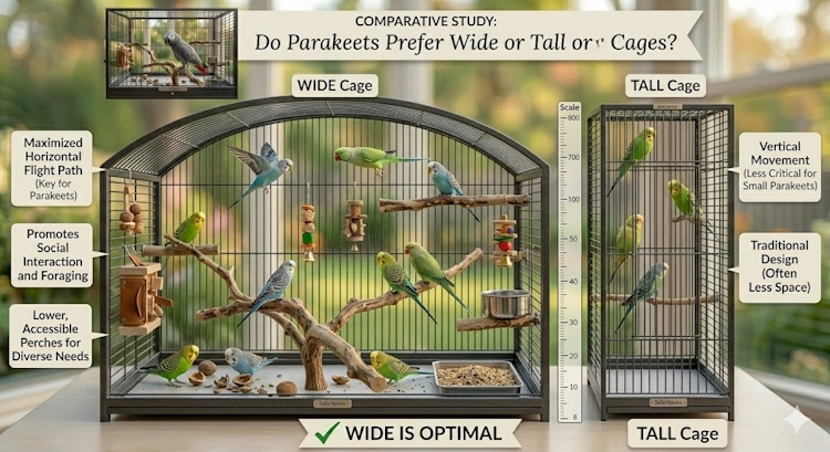 Do Parakeets Like Tall or Wide Cages